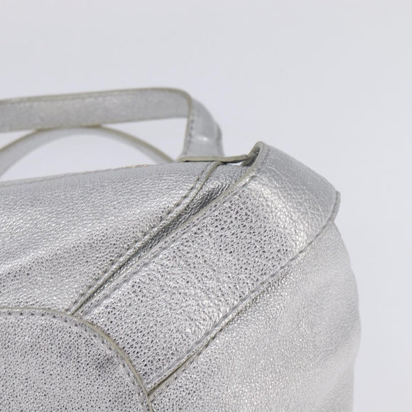 Jimmy Choo Hand Bag Leather Silver Gold Auth BA5980