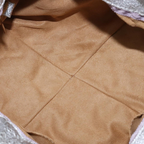 Jimmy Choo Hand Bag Leather Silver Gold Auth BA5980