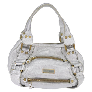 Jimmy Choo Hand Bag Leather Silver Gold Auth BA5980 - 0