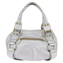 Jimmy Choo Hand Bag Leather Silver Gold Auth BA5980-3