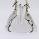 Jimmy Choo Hand Bag Leather Silver Gold Auth BA5980-4