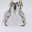Jimmy Choo Hand Bag Leather Silver Gold Auth BA5980-5