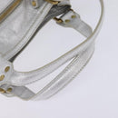 Jimmy Choo Hand Bag Leather Silver Gold Auth BA5980-7