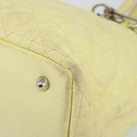 Christian Dior Canage Tote Bag Coated Canvas Yellow Silver Auth BA5981
