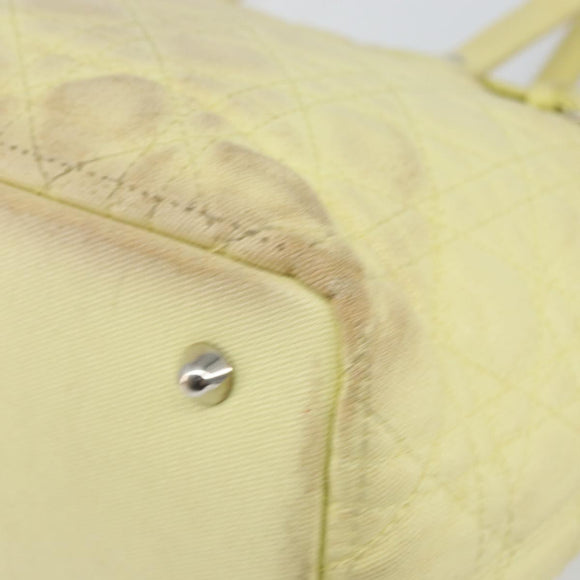 Christian Dior Canage Tote Bag Coated Canvas Yellow Silver Auth BA5981