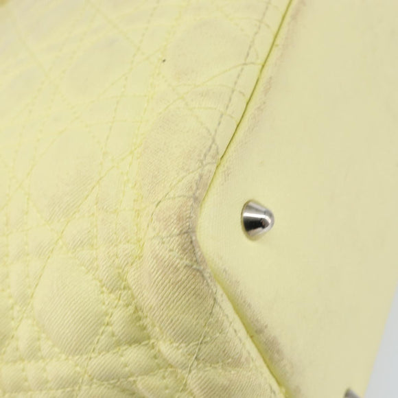 Christian Dior Canage Tote Bag Coated Canvas Yellow Silver Auth BA5981