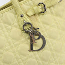 Christian Dior Canage Tote Bag Coated Canvas Yellow Silver Auth BA5981-14