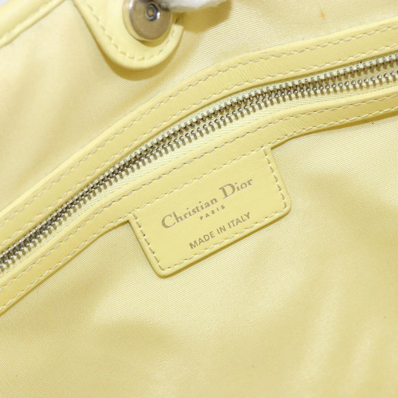 Christian Dior Canage Tote Bag Coated Canvas Yellow Silver Auth BA5981