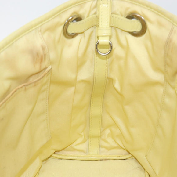 Christian Dior Canage Tote Bag Coated Canvas Yellow Silver Auth BA5981