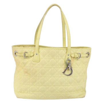 Christian Dior Canage Tote Bag Coated Canvas Yellow Silver Auth BA5981 - 0