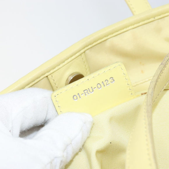 Christian Dior Canage Tote Bag Coated Canvas Yellow Silver Auth BA5981