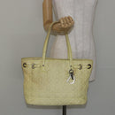 Christian Dior Canage Tote Bag Coated Canvas Yellow Silver Auth BA5981-21