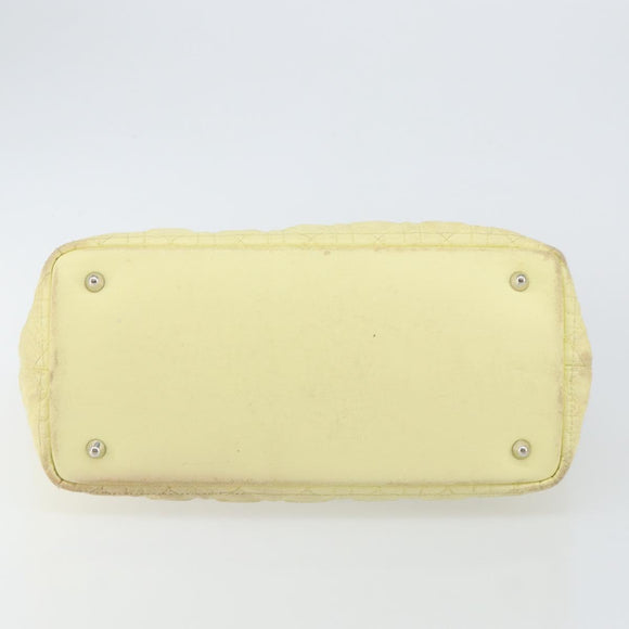 Christian Dior Canage Tote Bag Coated Canvas Yellow Silver Auth BA5981