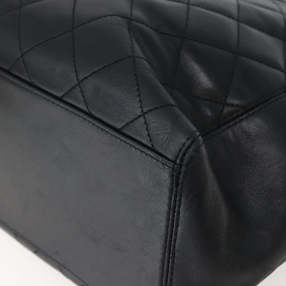 CHANEL Matelasse Tote Bag Leather Black Silver CC Auth BA5989