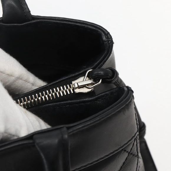 CHANEL Matelasse Tote Bag Leather Black Silver CC Auth BA5989