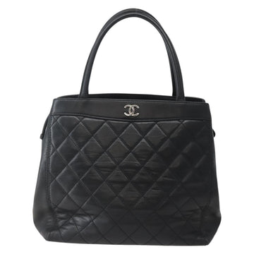 CHANEL Matelasse Tote Bag Leather Black Silver CC Auth BA5989 - 0