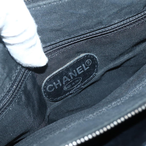 CHANEL Matelasse Tote Bag Leather Black Silver CC Auth BA5989