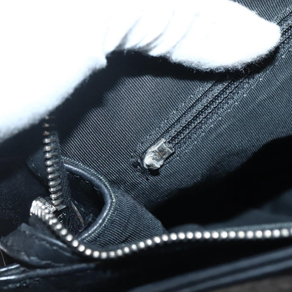 CHANEL Matelasse Tote Bag Leather Black Silver CC Auth BA5989