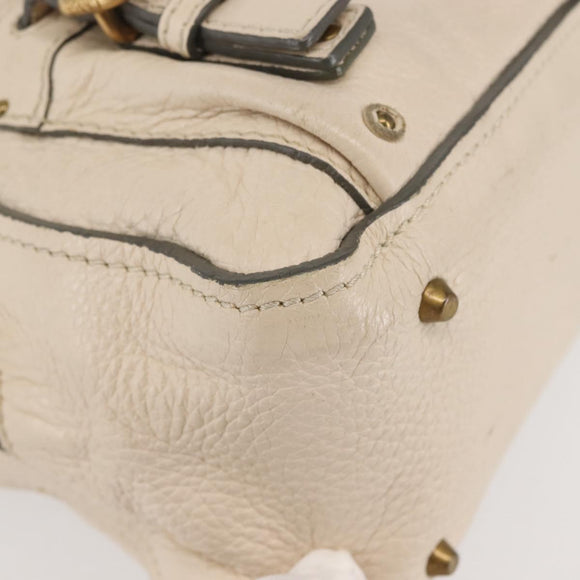 Chloe Paddington Shoulder Bag Leather Beige Gold Auth BA5990