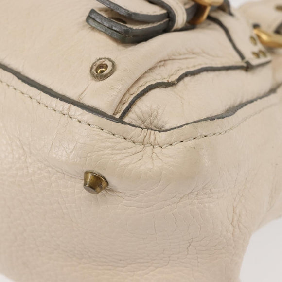 Chloe Paddington Shoulder Bag Leather Beige Gold Auth BA5990