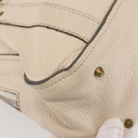 Chloe Paddington Shoulder Bag Leather Beige Gold Auth BA5990