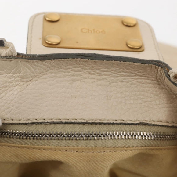 Chloe Paddington Shoulder Bag Leather Beige Gold Auth BA5990