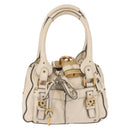 Chloe Paddington Shoulder Bag Leather Beige Gold Auth BA5990-13