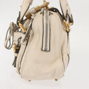 Chloe Paddington Shoulder Bag Leather Beige Gold Auth BA5990-4