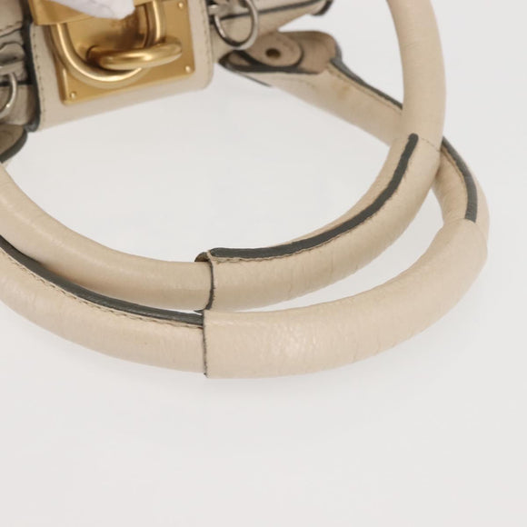 Chloe Paddington Shoulder Bag Leather Beige Gold Auth BA5990