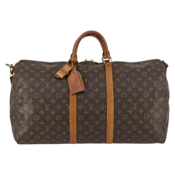 LOUIS VUITTON Monogram Keepall Bandouliere 55 Boston Bag M41414 LV Auth BA5999