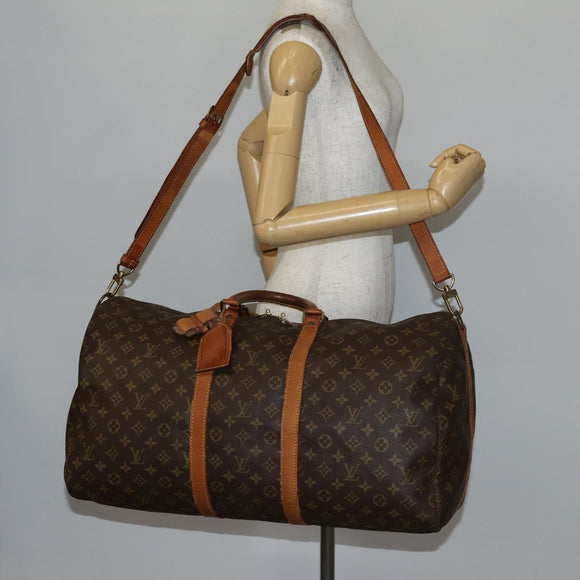 LOUIS VUITTON Monogram Keepall Bandouliere 55 Boston Bag M41414 LV Auth BA5999
