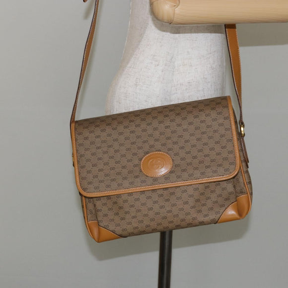 GUCCI Micro GG Supreme Shoulder Bag PVC Beige Gold 001 116 0924 Auth BA6004