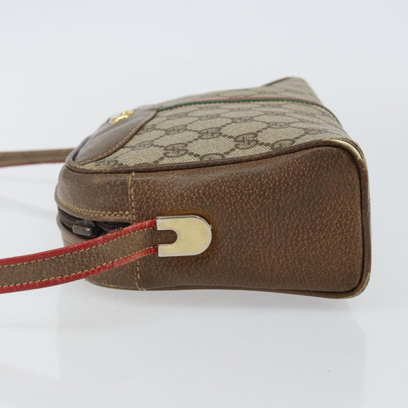 GUCCI GG Supreme Web Sherry Line Bag PVC Beige Gold 001 261 1086 Auth BA6005