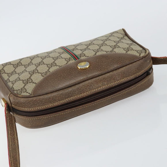 GUCCI GG Supreme Web Sherry Line Bag PVC Beige Gold 001 261 1086 Auth BA6005