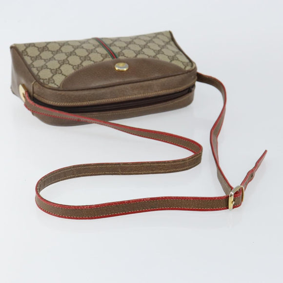 GUCCI GG Supreme Web Sherry Line Bag PVC Beige Gold 001 261 1086 Auth BA6005