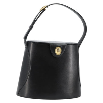 Christian Dior Hand Bag Leather Black Gold Auth BA6007