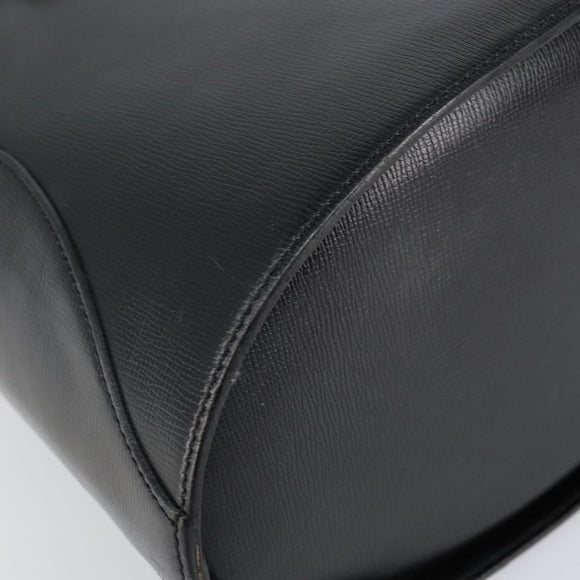 Christian Dior Hand Bag Leather Black Gold Auth BA6007