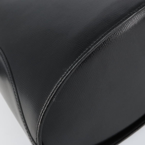 Christian Dior Hand Bag Leather Black Gold Auth BA6007