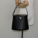 Christian Dior Hand Bag Leather Black Gold Auth BA6007-22