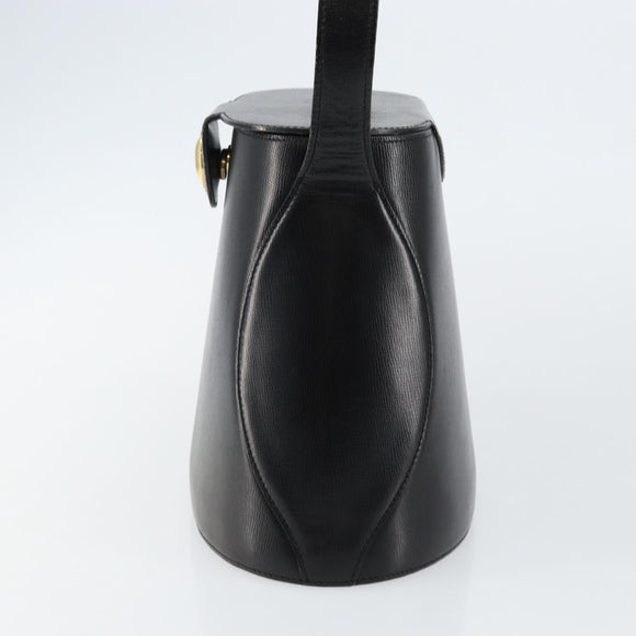 Christian Dior Hand Bag Leather Black Gold Auth BA6007