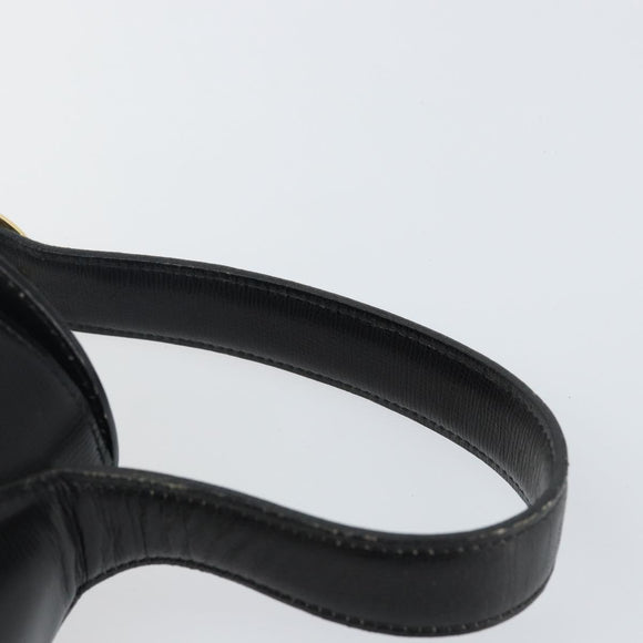 Christian Dior Hand Bag Leather Black Gold Auth BA6007