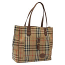 Burberrys Nova Check Tote Bag Canvas Beige Gold Auth BA601-1