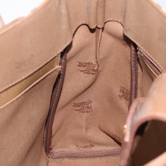 Burberrys Nova Check Tote Bag Canvas Beige Gold Auth BA601