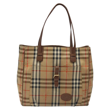 Burberrys Nova Check Tote Bag Canvas Beige Gold Auth BA601 - 0
