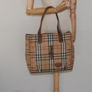 Burberrys Nova Check Tote Bag Canvas Beige Gold Auth BA601-21