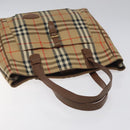 Burberrys Nova Check Tote Bag Canvas Beige Gold Auth BA601-6