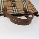 Burberrys Nova Check Tote Bag Canvas Beige Gold Auth BA601-7