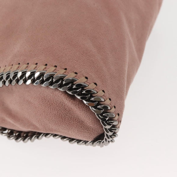 Stella MacCartney Chain Fabera Shoulder Bag Suede Pink Silver Auth BA6012