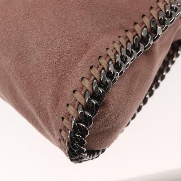 Stella MacCartney Chain Fabera Shoulder Bag Suede Pink Silver Auth BA6012