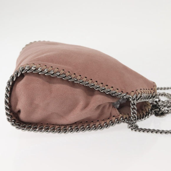 Stella MacCartney Chain Fabera Shoulder Bag Suede Pink Silver Auth BA6012
